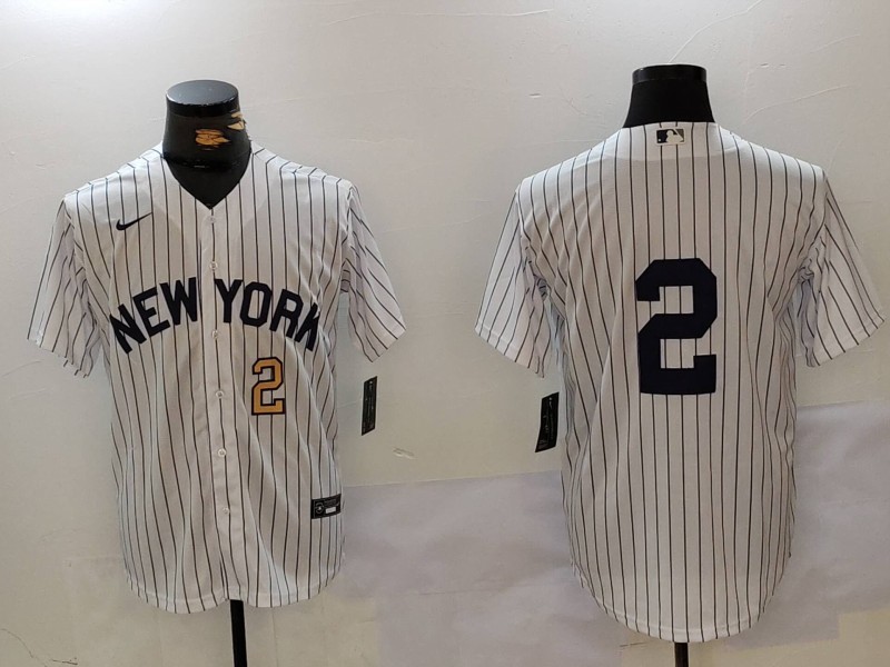 Men New York Yankees 2 No Name White stripe Game 2024 Nike MLB Jersey style 9101